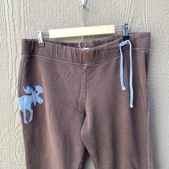 Hatley Heritage Y2K Sweatpants Womens XL Brown Blue Moose Wide Leg Drawstring - Picture 3 of 10